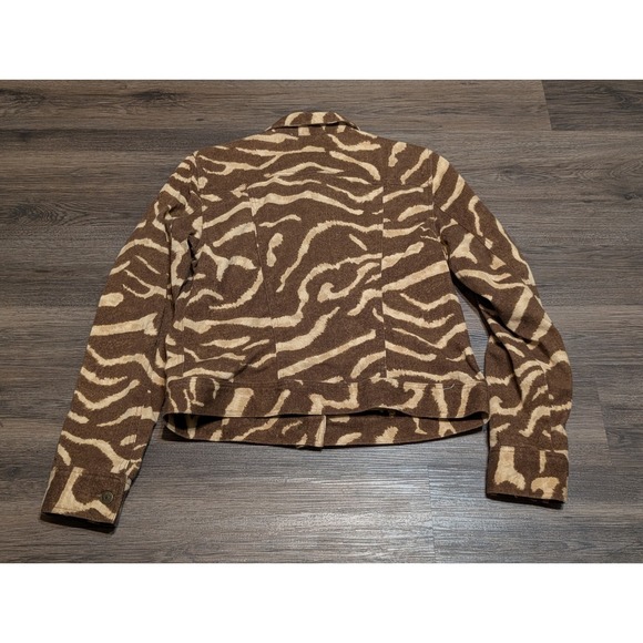 Lauren Jeans Co Ralph Lauren Zebra Print Denim Jacket Women's L Brown Beige - Picture 2 of 4